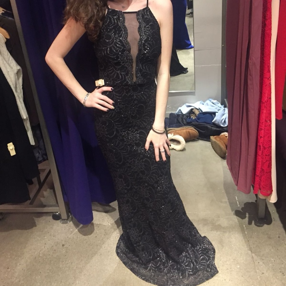 Long Sparkly Black Gown